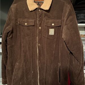DIXXON Brown Corduroy Jacket with Shearling Collar